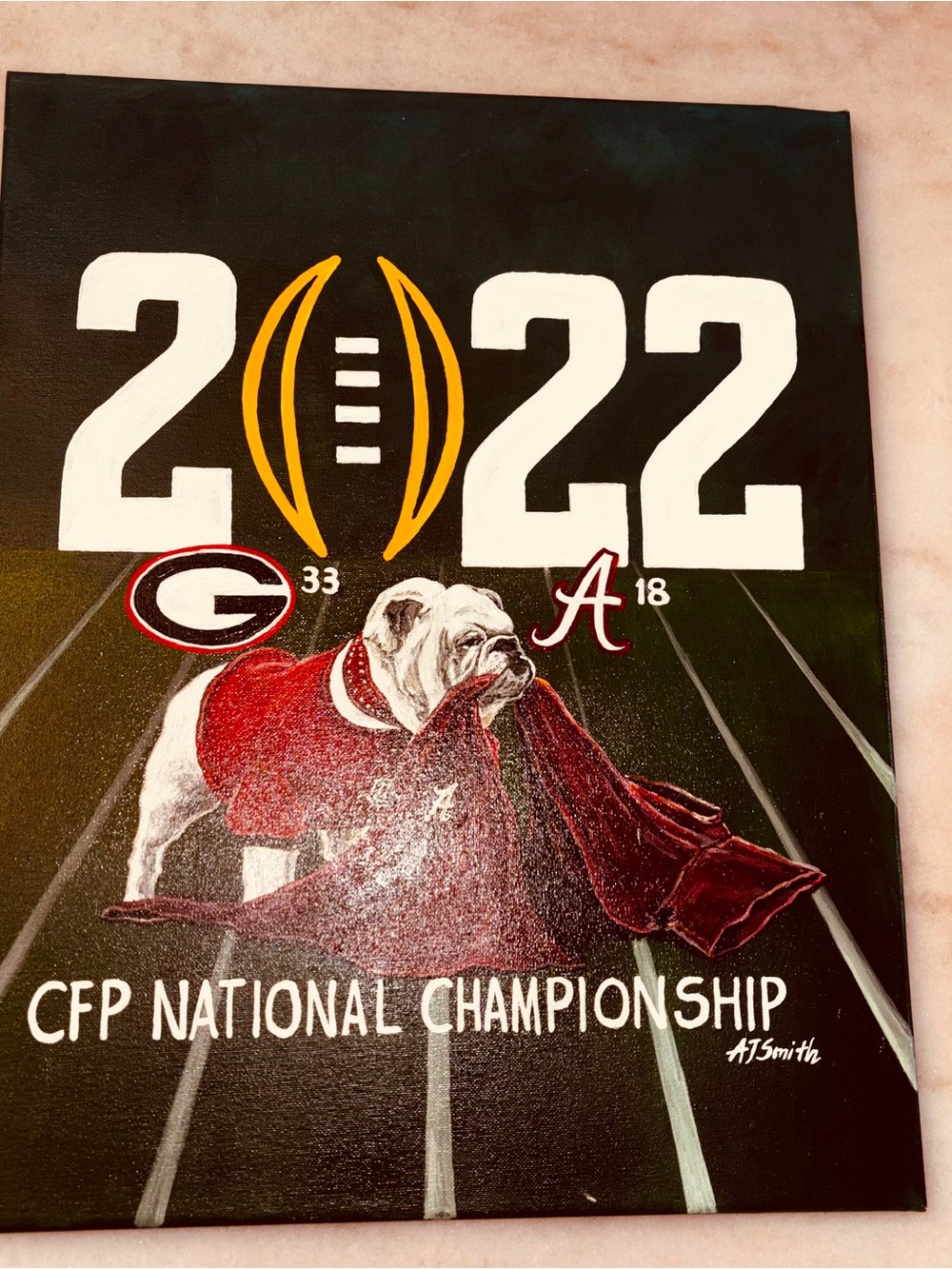 Original Georgia Bulldogs 2022 National Championship Canvas Art Signed #A103